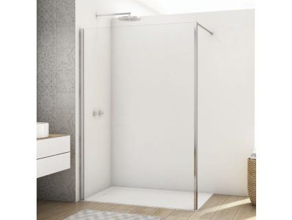 SanSwiss DIVERA 140 cm pevná stěna walk-in - aluchrom/sklo bílé linky D22WI1H1405088