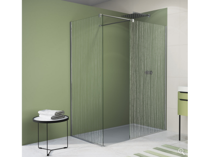 SanSwiss EASY 42 cm montážní set BTE2 - otočná stěna montáž vpravo - aluchrom/sklo vertikální línie BTE204205067