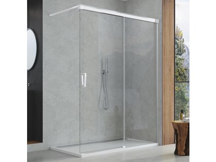 SanSwiss Cadura 120 cm pevná stěna walk-in - aluchrom/sklo Screen CAW2D1205087
