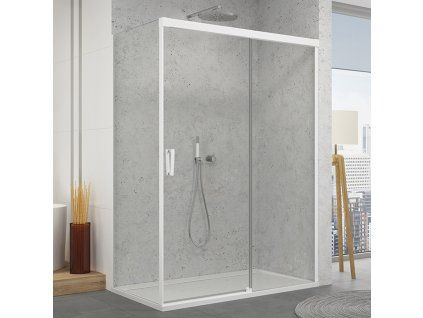 SanSwiss Cadura 180 cm jednodílné posuvné dveře - bílý/sklo Screen CAS2D1800987