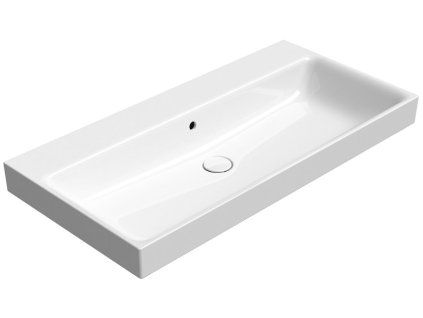 GSI Nubes obdélníkové umyvadlo 100 x 50 cm broušená spodní hrana bez otvoru pro baterii s přepadem keramické bílá ExtraGlaze 96239011