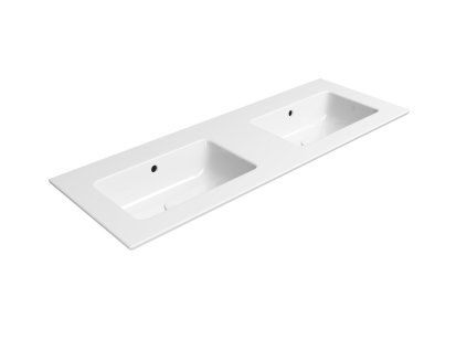 GSI Pura obdélníkové dvojumyvadlo Slim 122 x 46 cm bez otvoru pro baterii s přepadem keramickébílá ExtraGlaze 8888011