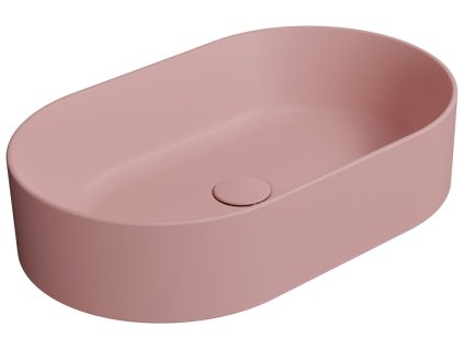 GSI Kube X oválné umyvadlo na desku 60 x 37 cm bez otvoru pro baterii bez přepadu keramické blush mat růžová 945824