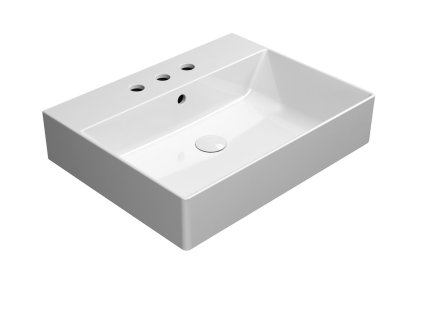 GSI Kube X obdélníkové umyvadlo 60 x 47 cm broušená spodní hrana 3 otvory pro baterii s přepadem keramika bílá ExtraGlaze 94319311