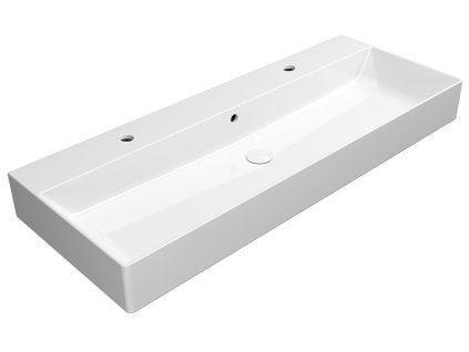 GSI Kube X obdélníkové umyvadlo 120 x 47 cm broušená spodní hrana 2 otvory pro baterii s přepadem keramika bílá ExtraGlaze 94249211