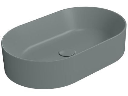 GSI Kube X oválné umyvadlo na desku 60 x 37 cm bez otvoru pro baterii bez přepadu keramické agave mat zelená 945804