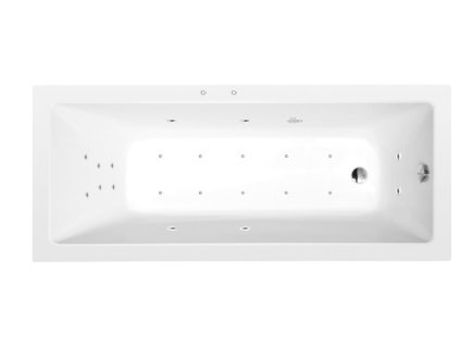 Polysan NOEMI hydromasážní vana obdélníková 160 x 80 x 39 cm Attraction Hydro-Air akrylát chrom bílá 71722.4010