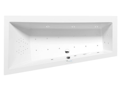 Polysan ANDRA L hydromasážní vana asymetrická 180 x 90 x 45 cm levá Highline Hydro-Air akryalát chrom bílá 72872.6010